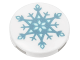 Part No: 14769pb182  Name: Tile, Round 2 x 2 with Bottom Stud Holder with Metallic Light Blue Snowflake Pattern