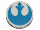 Part No: 14769pb261  Name: Tile, Round 2 x 2 with Bottom Stud Holder with Blue SW Rebel Alliance Symbol Pattern
