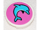 Part No: 14769pb421R  Name: Tile, Round 2 x 2 with Bottom Stud Holder with Medium Azure Jumping Dolphin on Dark Pink Background Pattern Model Right Side (Sticker) - Set 41347