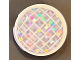 Part No: 14769pb661  Name: Tile, Round 2 x 2 with Bottom Stud Holder with White Grid on Silver Holographic Glitter Background Pattern (Sticker) - Set 41255