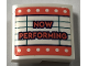 Part No: 15068pb632L  Name: Slope, Curved 2 x 2 x 2/3 with Theater Sign with Coral Border and 'NOW PERFORMING' Pattern Model Left Side (Sticker) - Set 41714