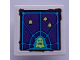 Part No: 15210pb096  Name: Road Sign 2 x 2 Square with Open O Clip with Dark Purple Screen with Dark Azure Grid, Yellowish Green Ghosts Pattern (Sticker) - Set 70423