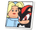 Part No: 15210pb179  Name: Road Sign 2 x 2 Square with Open O Clip with Maria Robotnik and Shadow the Hedgehog Minifigures Pattern