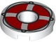 Part No: 15535pb11  Name: Tile, Round 2 x 2 with Hole with Red Life Preserver with Black Loops and String Pattern