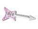 Part No: 17356pb04  Name: Minifigure, Utensil Musical Instrument, Guitar Electric 'ML' Type with Dark Pink Tiger Stripes and Silver Strings, Bridge, and Whammy Bar Pattern