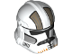 Part No: 2019pb01  Name: Minifigure, Headgear Helmet SW Clone Trooper (Phase 2) with Holes with Black Visor and Dark Tan and Orange Markings Pattern (Commander Cody)
