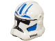 Part No: 2019pb11  Name: Minifigure, Headgear Helmet SW Clone Trooper (Phase 2) with Holes with Black Visor, Blue and Red Markings and Cheek Indents Pattern