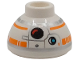 Part No: 20952pb08  Name: Brick, Round 1 1/2 x 1 1/2 x 2/3 Dome Top with SW BB-8 Droid Head, Large Photoreceptor and Small Black Circle Pattern