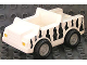 Part No: 2218c05pb01  Name: Duplo Car with 2 x 2 Studs and White Base with Pearl Light Gray Wheels with Black Safari Stripes Pattern