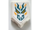 Part No: 22385pb385  Name: Tile, Modified 2 x 3 Pentagonal with Dark Turquoise Dragon Head with Horns, Bright Light Orange Eyes and Flames Pattern (Sticker) - Set 71748