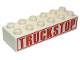 Part No: 2300pb008  Name: Duplo, Brick 2 x 6 with Red 'TRUCKSTOP' with Border Pattern