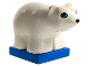 Part No: 2334c02pb01  Name: Duplo Bear Baby Cub on Blue Base with Black and Sky Blue Eyes Round, Black Oval Nose Pattern