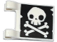 Part No: 2335pb129  Name: Flag 2 x 2 Square with Skull and Crossbones with No Lower Jaw on Black Background Pattern on Both Sides (Jolly Roger)