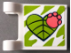Part No: 2335pb246  Name: Flag 2 x 2 Square with Coral Paw Print on Lime Heart Shaped Leaf Pattern (Sticker) - Set 41422