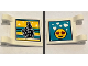 Part No: 2335pb249  Name: Flag 2 x 2 Square with Black Foam Hand with White '#1' / Yellow Emoji with Heart Eyes on Medium Azure Background Pattern (Stickers) - Set 41372