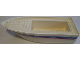 Part No: 2372c01pb03  Name: Boat, Hull Unitary 25 x 10 x 4 1/3 Floating with White Deck with Red and Blue Stripes and '4011' Pattern on Both Sides (Stickers) - Set 4011