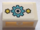 Part No: 23969pb007  Name: Panel 1 x 2 x 1 White with Rounded Corners and 2 Sides with Metallic Light Blue Gear and Bright Light Yellow Flowers Pattern (Sticker) - Set 41329