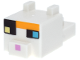 Part No: 24008pb12  Name: Creature Head Pixelated with Ears, Nose, and Face with Dark Azure and Bright Light Yellow Eyes, Bright Pink Nose, Dark Brown and Bright Light Orange Spots Pattern (Minecraft Calico Cat)