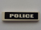 Part No: 2431pb0142  Name: Tile 1 x 4 with White 'POLICE' on Black Background Pattern (Sticker) - Sets 7237 / 7245-1
