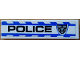 Part No: 2431pb0508R  Name: Tile 1 x 4 with Black 'POLICE' and Silver Star Badge and Blue Stripes Pattern Model Right Side (Sticker) - Set 8182