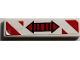 Part No: 2431pb574  Name: Tile 1 x 4 with Red Double Arrow and Red and White Danger Stripes Pattern (Sticker) - Set 70595
