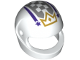 Part No: 2446pb47  Name: Minifigure, Headgear Helmet Motorcycle (Standard) with Gold Crown, Dark Purple Stars and Stripes and Dark Bluish Gray Checkered Pattern