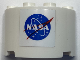 Part No: 24593pb20  Name: Cylinder Half 2 x 4 x 2 with 1 x 2 Cutout with Blue and Red NASA Logo Pattern (Sticker) - 60351