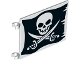 Part No: 2525pb008  Name: Flag 6 x 4 with Skull with Crossed Cutlasses (Jolly Roger) Pattern on Both Sides