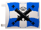 Part No: 2525pb018  Name: Flag 6 x 4 with Black Crossed Large Cannons and Fleur-de-lis, Crown with Diamonds over Blue and White Cross Pattern on Both Sides (Reissue)