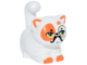 Part No: 2652pb11  Name: Cat, Friends Style, Large, Sitting with Orange Markings and Paws, Lime Eyes, Black Moustache and Gold Monocle Pattern (Churro, Magician Costume)