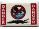 Part No: 26603pb021  Name: Tile 2 x 3 with Red and White 'DANGER', Black Crocodile and No Swimming Sign Pattern (Sticker) - Set 70907