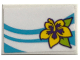Part No: 26603pb078L  Name: Tile 2 x 3 with Medium Azure Curved Lines, Yellow Flower with Lime Leaves Pattern Model Left Side (Sticker) - Set 41317