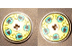 Part No: 2723pb005b  Name: Technic, Disk 3 x 3 with Dark Turquoise Helmets on Yellow Pattern on Both Sides (Stickers) - Set 8257