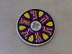 Part No: 2723pb006  Name: Technic, Disk 3 x 3 with Yellow Points and Circuits on Dark Purple Pattern (Sticker) - Set 8245