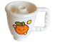 Part No: 27383pb05  Name: Duplo Utensil Cup with Stud Inside with Orange with Face, Lime Leave, Yellow Freckles and Dots Pattern