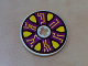 Part No: 2958pb006  Name: Technic, Disk 3 x 3 with Yellow Points and Circuits on Dark Purple Pattern (Sticker) - Set 8245