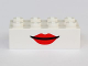 Part No: 3001pb106  Name: Brick 2 x 4 with Mouth with Red Lips Grin / Open Mouth Smile with Teeth on Opposite Sides Pattern