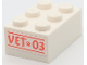 Part No: 3002pb44  Name: Brick 2 x 3 with Coral 'VET 03' and Paw Print Pattern on End (Sticker) - Set 41442