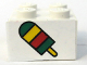 Part No: 3003pb014  Name: Brick 2 x 2 with Ice Pop (Freezer / Lollipop / Lolly / Pole / Popsicle / Stick) Pattern (Sticker) - Set 4165