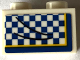Part No: 3004pb304  Name: Brick 1 x 2 with Black Curved Lines and Yellow Trim on Blue Checkered Background Pattern (Sticker) - Set 21336