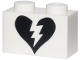 Part No: 3004pb358  Name: Brick 1 x 2 with Black Split Broken Heart Pattern
