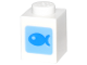 Part No: 3005pb065  Name: Brick 1 x 1 with Dark Azure Fish on Medium Blue Square Pattern (Animal Crossing Fish Bait)