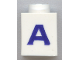 Part No: 3005ptAs  Name: Brick 1 x 1 with Blue Capital Letter A Pattern (Serif Font)