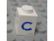 Part No: 3005ptCs  Name: Brick 1 x 1 with Blue Capital Letter C Pattern (Serif Font)
