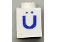Part No: 3005ptUdiaers  Name: Brick 1 x 1 with Blue Capital Letter U with Diaeresis (Ü) Pattern (Serif Font)