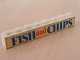 Part No: 3008pb047  Name: Brick 1 x 8 with Blue and Red 'FISH and CHIPS' Text Pattern (Sticker) - Set 1592-1
