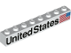 Part No: 3008pb171R  Name: Brick 1 x 8 with Black 'United States' and Flag Pattern Model Right Side