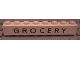 Part No: 3008px34  Name: Brick 1 x 8 with Black 'GROCERY' Pattern