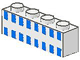 Part No: 3010p21  Name: Brick 1 x 4 with Ferry Squares Light Blue in 2 Lines Pattern