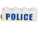 Part No: 3010pb313  Name: Brick 1 x 4 with Blue 'POLICE' Bold Narrow Large Font on White Background Pattern (Sticker) - Set 60138